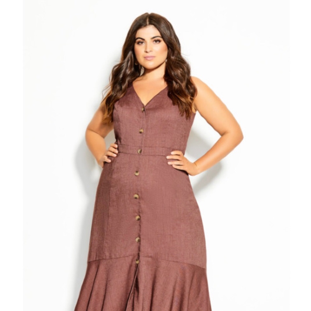 City Chic Sweetie Button Maxi Dress
